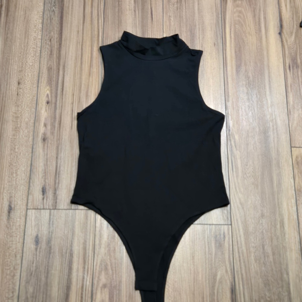 A New Day Womens XL Black Mock Neck Sleeveless Snap Crotch Bodysuit Top
